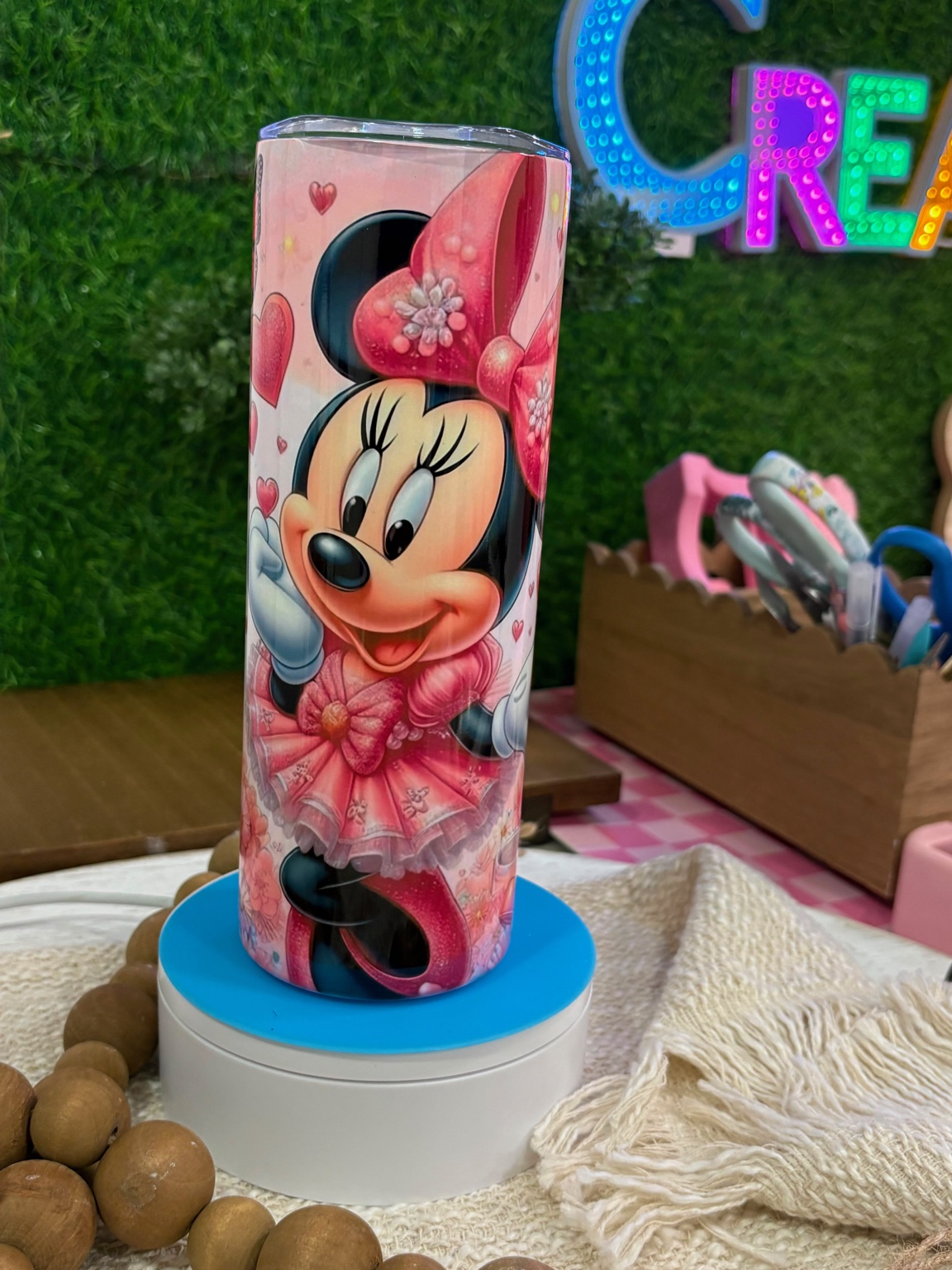 Pink personalized character tumbler