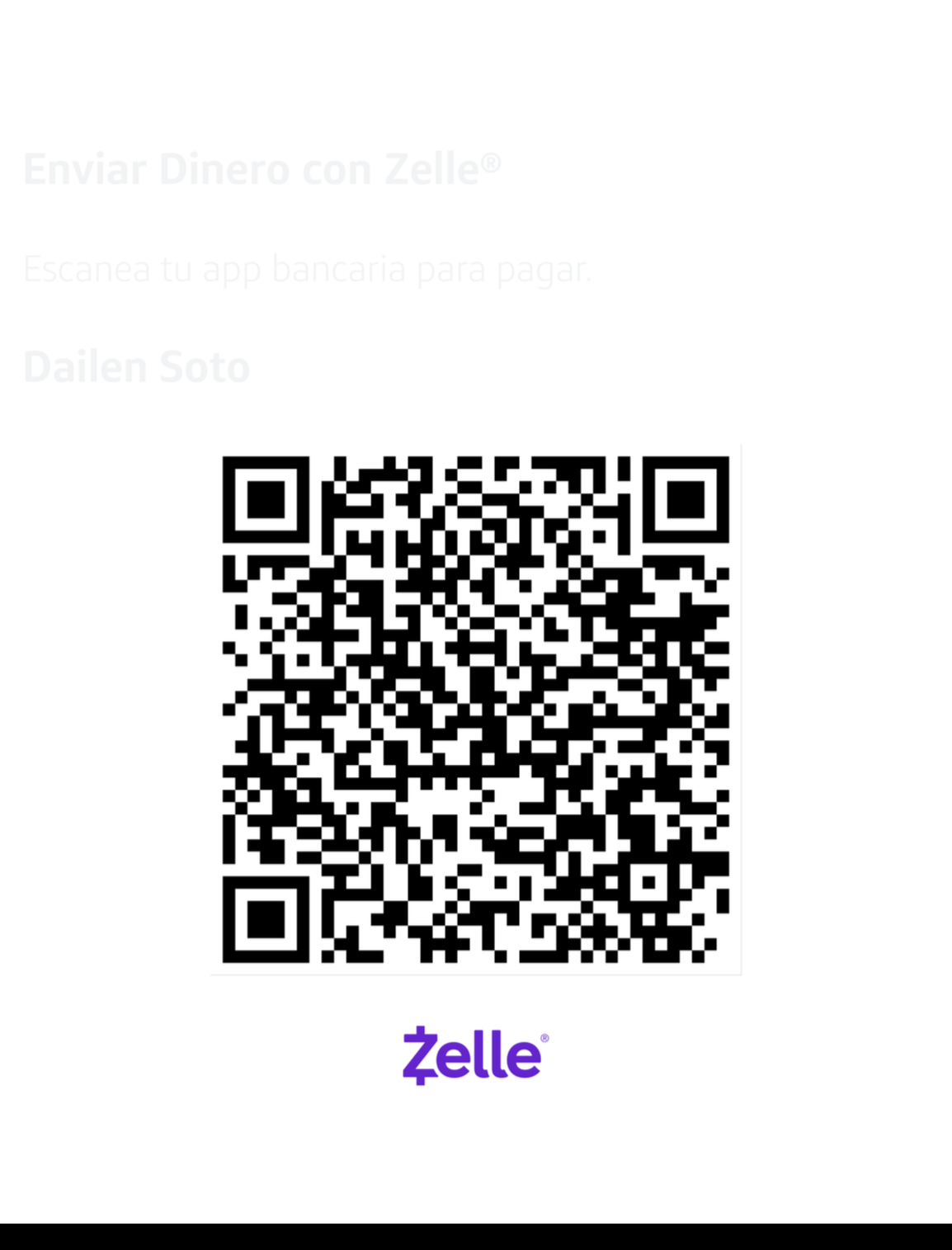 Zelle QR code to pay Dailen Soto